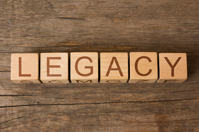 LEGACY word on wooden cubes