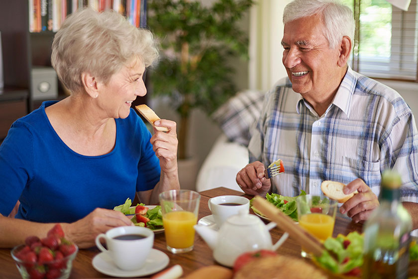 Grandparents have breakfast