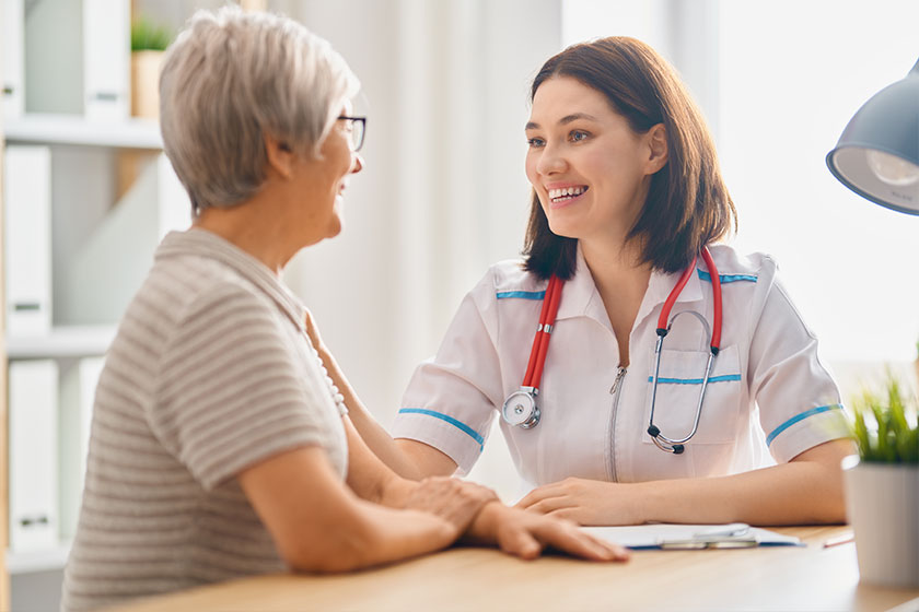 Patient listening to doctor